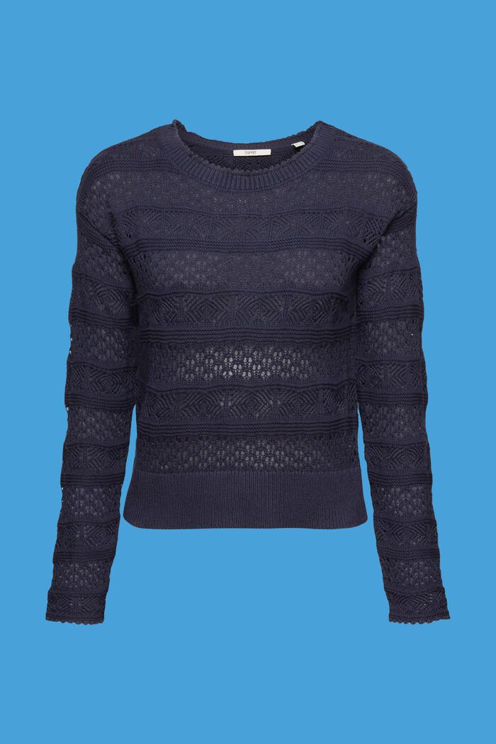Pullover in cotone sostenibile strutturato, NEW NAVY, detail image number 5