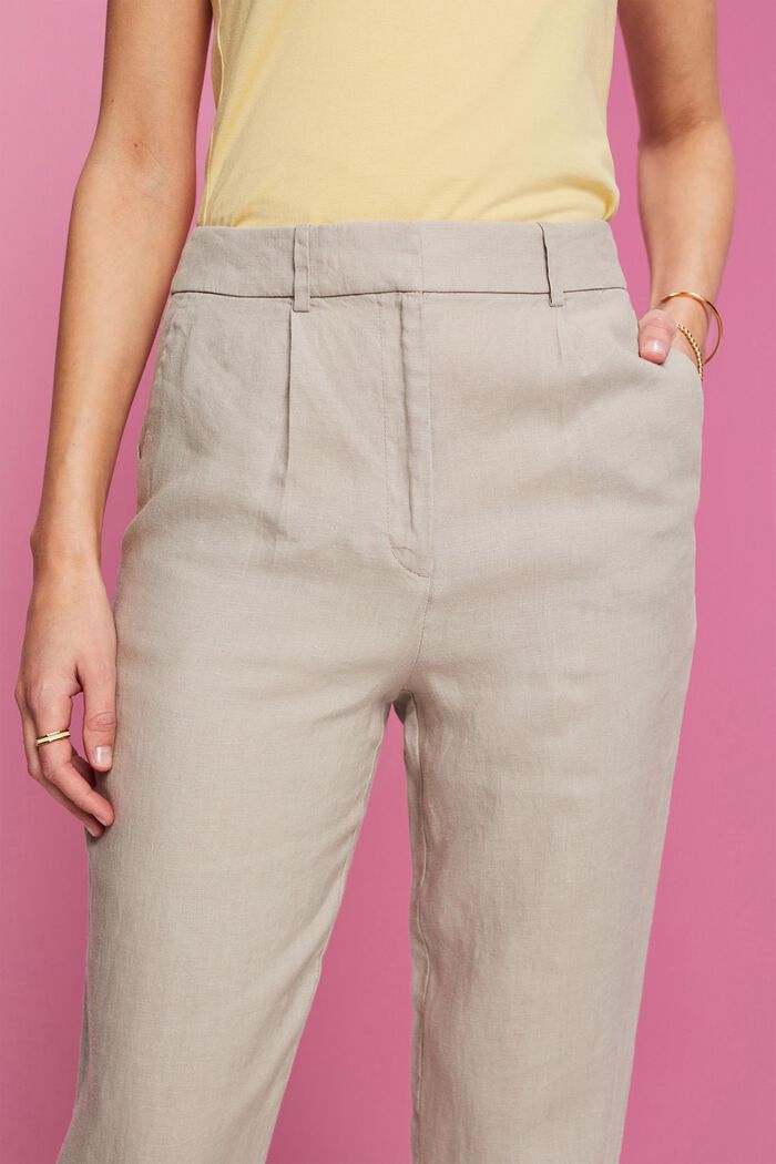Pantaloni cropped in lino, LIGHT TAUPE, detail image number 2