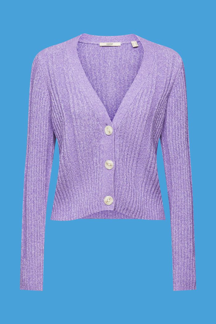 Cardigan in cotone a coste, PURPLE, detail image number 5
