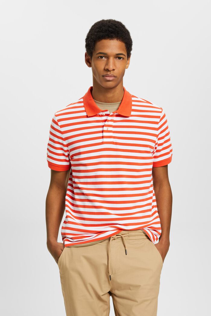Polo a righe Slim Fit, ORANGE RED, detail image number 0