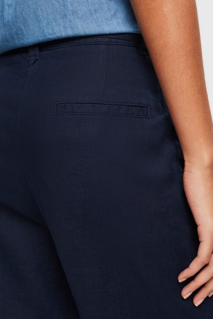 Pantaloni con cintura in lino a gamba larga, NAVY, detail image number 4
