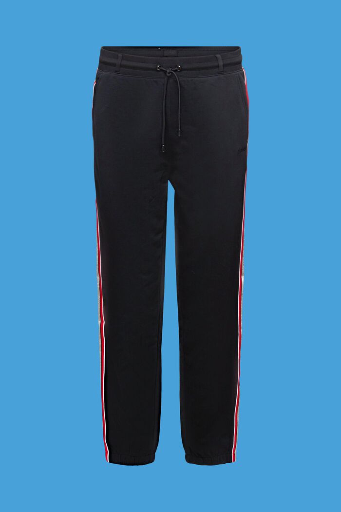 Pantaloni sportivi a righe in cotone, BLACK, detail image number 6