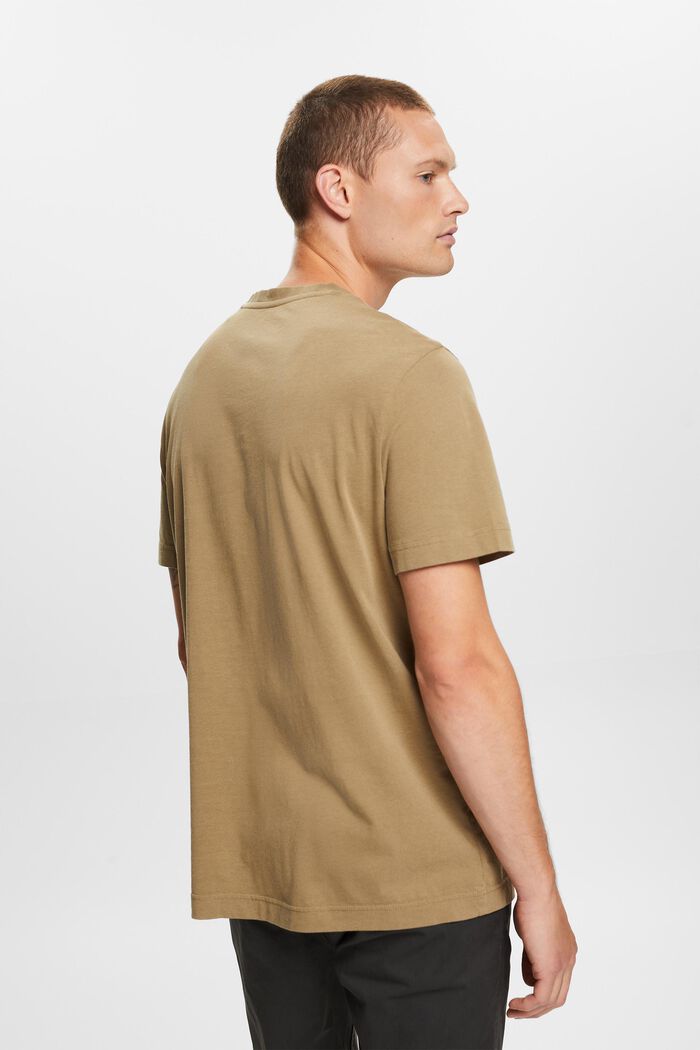 T-shirt a girocollo in jersey di 100% cotone, KHAKI GREEN, detail image number 3