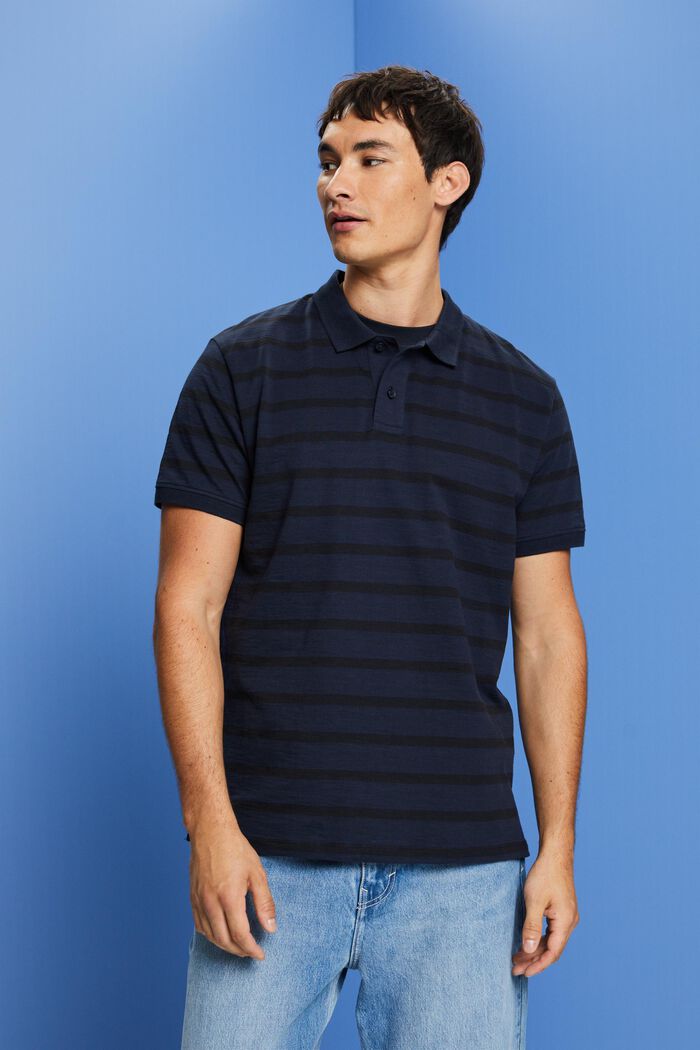 Polo in cotone a righe, NAVY, detail image number 0