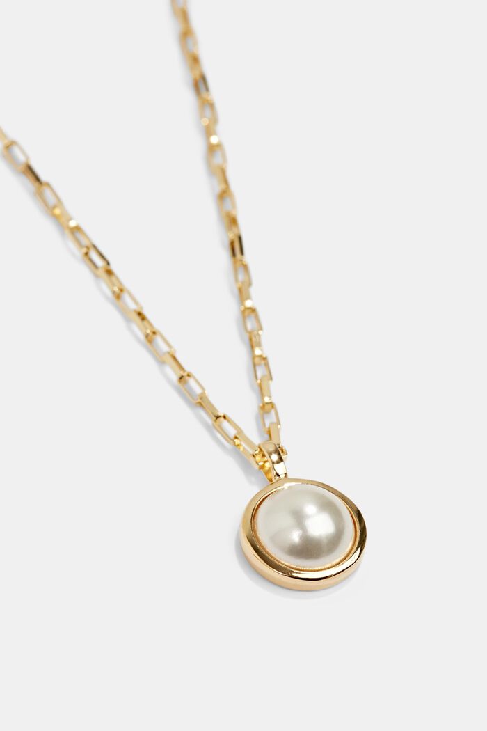 Collana con ciondolo a forma di perla, argento sterling, GOLD, detail image number 1