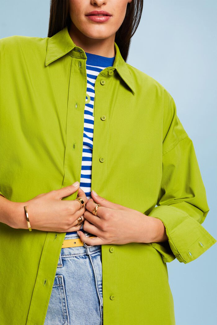 Camicia in popeline di cotone, LEAF GREEN, detail image number 3