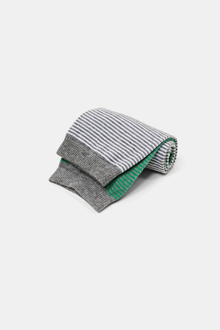 Calze a righe in maglia larga in confezione doppia, GREEN / GREY, detail image number 2