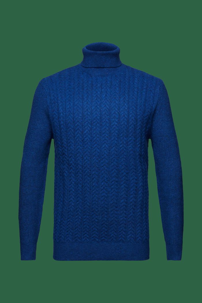 Pullover dolcevita in maglia intrecciata, BRIGHT BLUE, detail image number 6