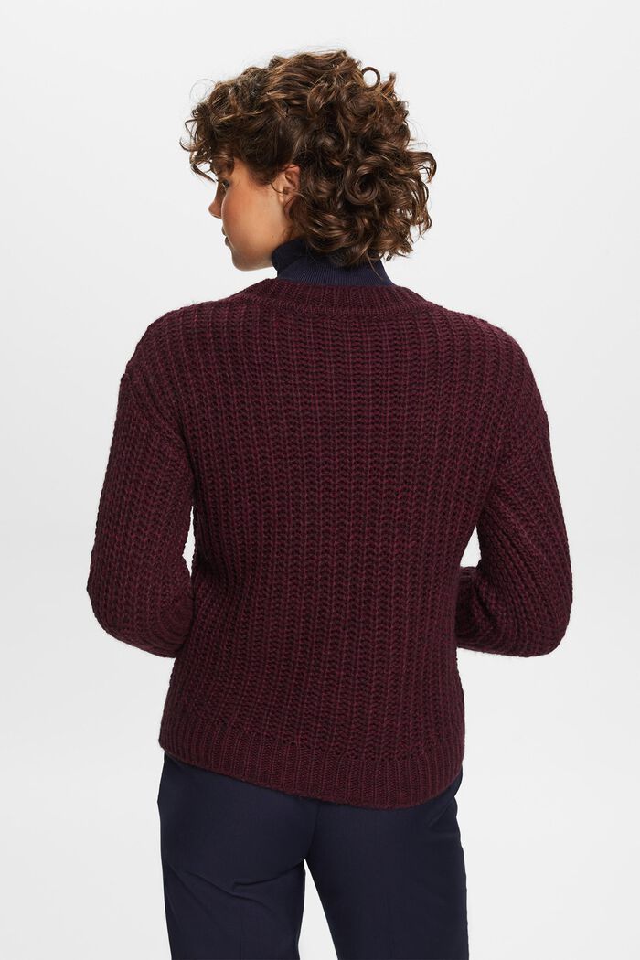 Pullover in maglia a coste, AUBERGINE, detail image number 3
