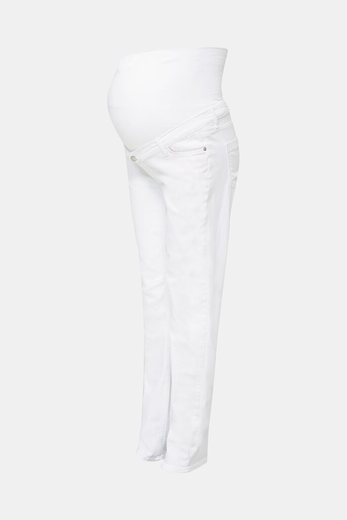 Jeans basic con fascia premaman, WHITE, detail image number 0
