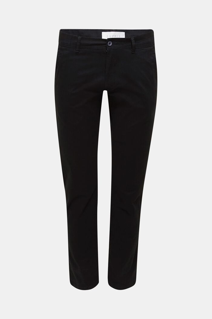 Pantaloni chino in cotone stretch, BLACK, detail image number 0