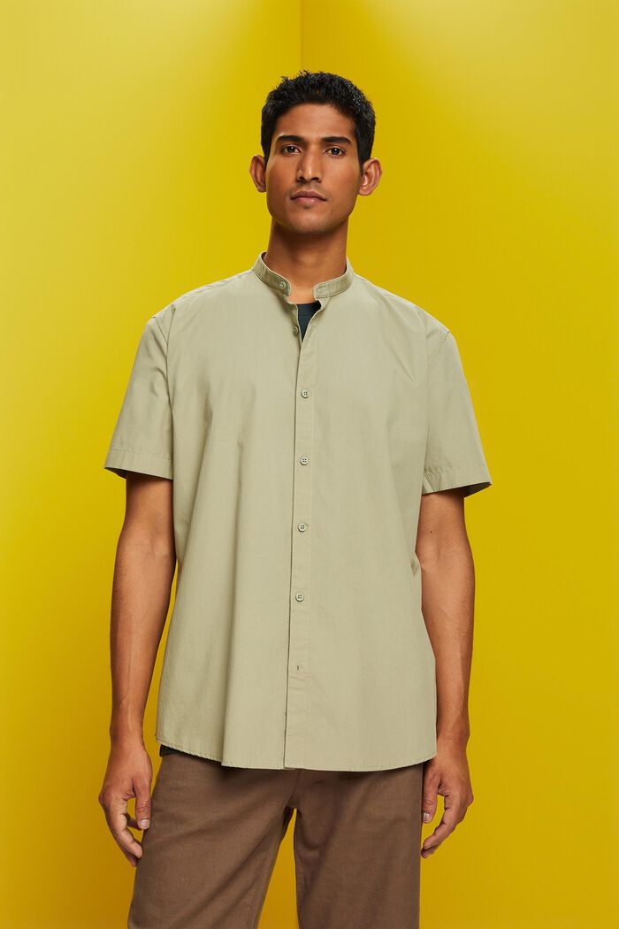 Camicia in cotone con colletto alto, LIGHT GREEN, detail image number 4
