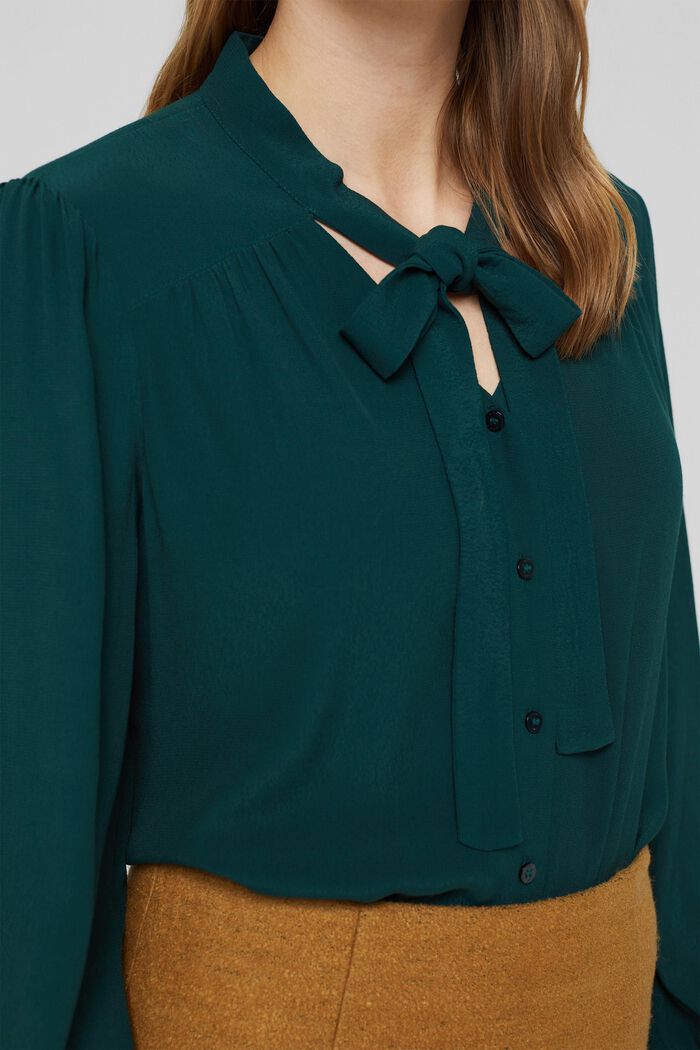 Blusa con fiocco con LENZING™ ECOVERO™, DARK TEAL GREEN, detail image number 2