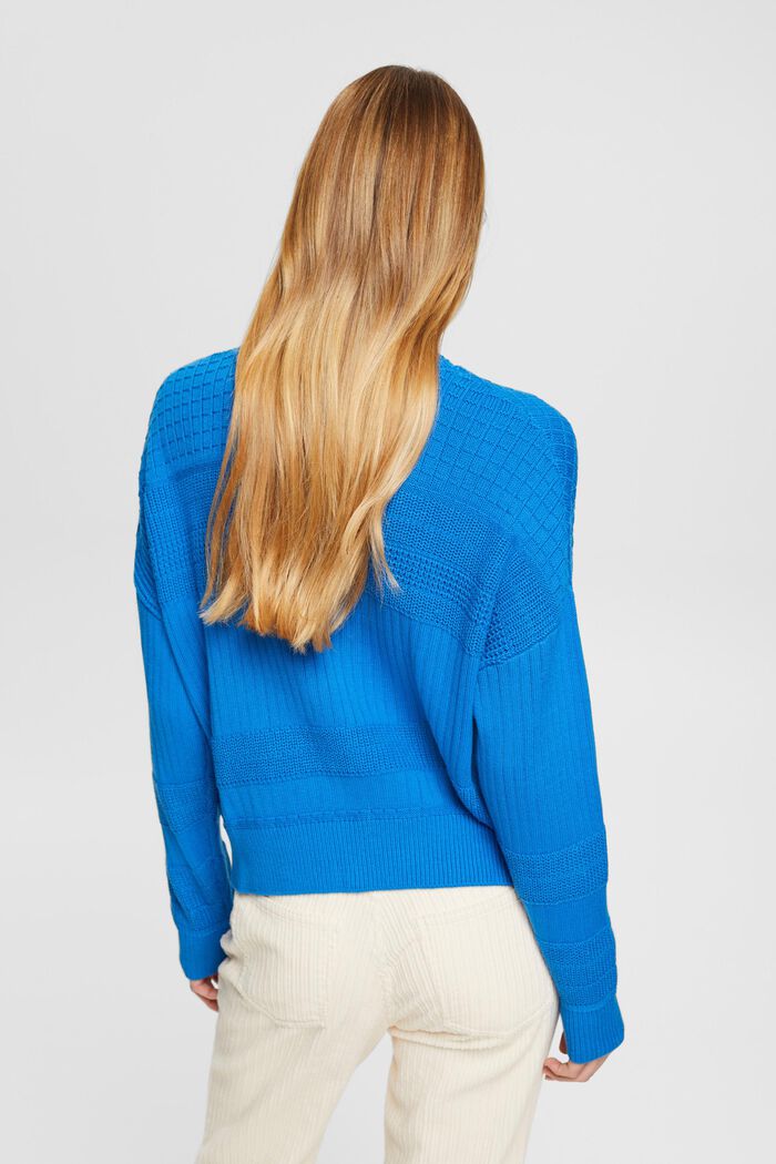 Pullover in maglia a motivi misti, BLUE, detail image number 3