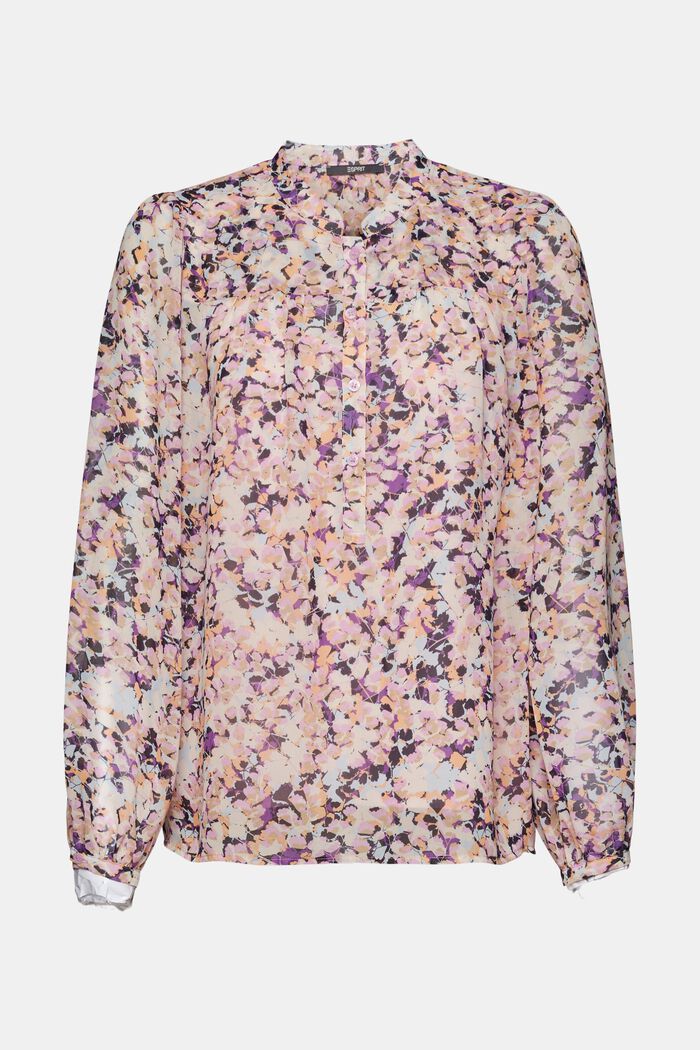 Blusa in chiffon con motivo, LILAC, detail image number 6