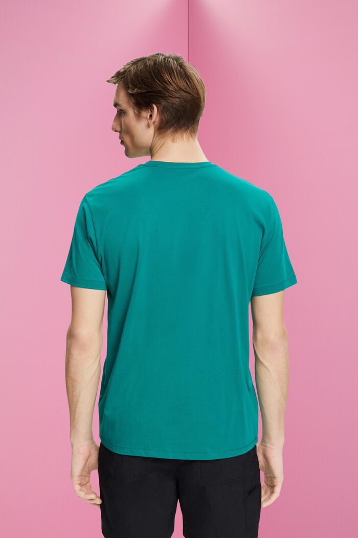 T-shirt in cotone con stampa, EMERALD GREEN, detail image number 3