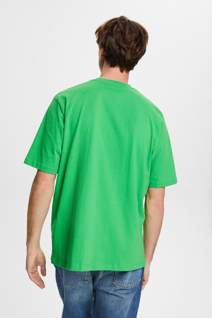 T-shirt girocollo in cotone, GREEN, detail image number 3