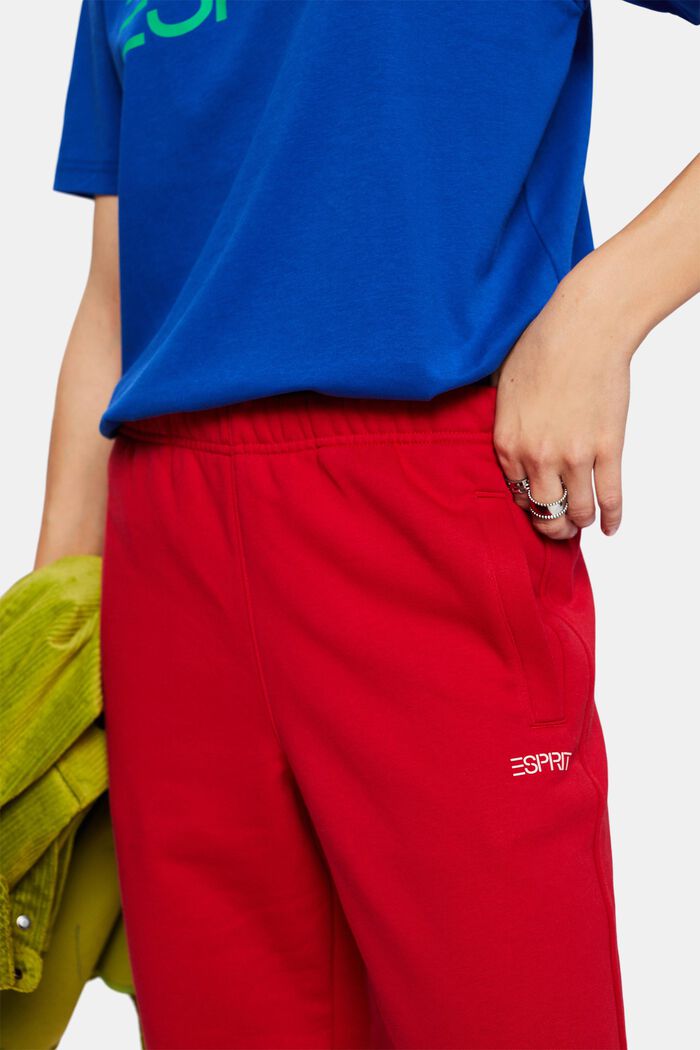Pantaloni della tuta con logo in pile di cotone, unisex, RED, detail image number 3