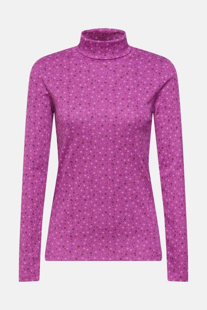 Top a maniche lunghe con pattern, 100% cotone, VIOLET, detail image number 6