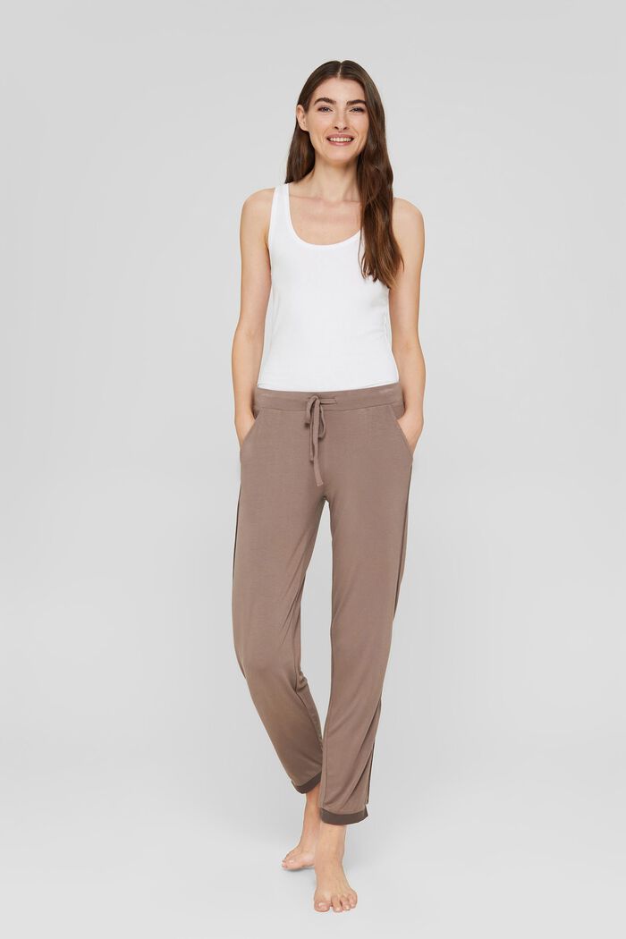 Pantaloni da pigiama con raso, LENZING™ ECOVERO™, TAUPE, detail image number 0