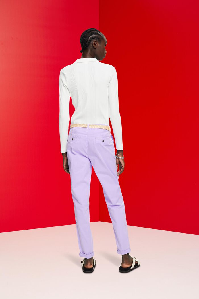 Pantaloni chino stretch leggeri con cintura, PURPLE, detail image number 3