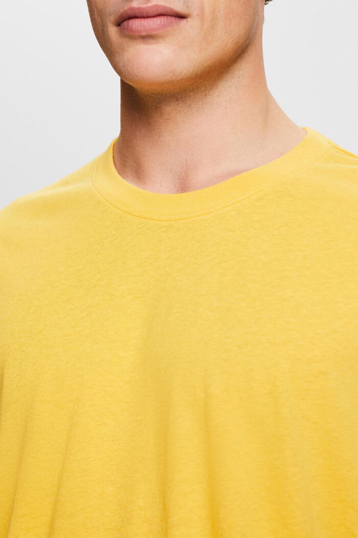 T-shirt in cotone e lino, SUNFLOWER YELLOW, detail image number 3
