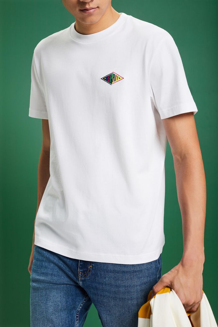 T-shirt in jersey di cotone con logo, WHITE, detail image number 2