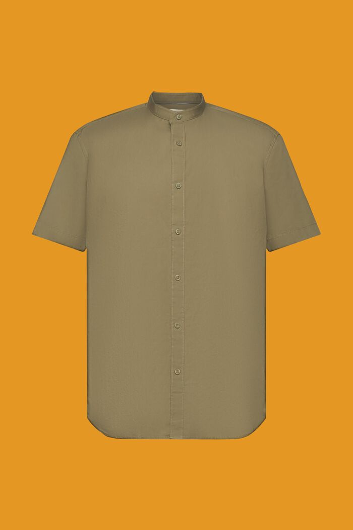 Camicia in cotone con colletto alto, KHAKI GREEN, detail image number 5