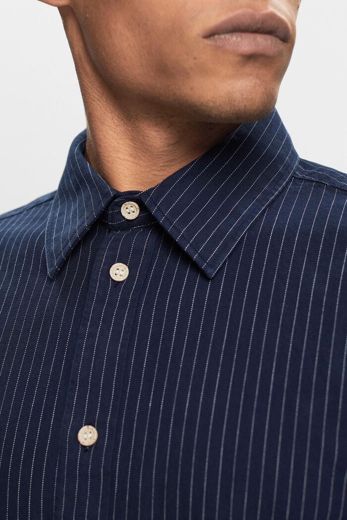 Camicia in twill a righe gessate, 100% cotone, NAVY, detail image number 2