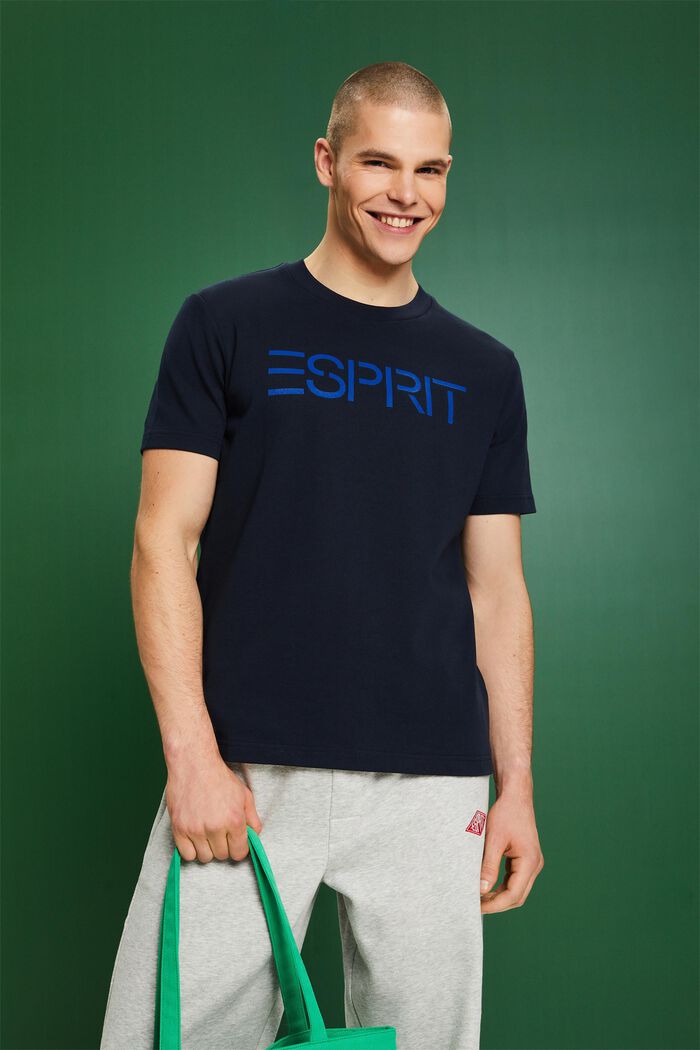 T-shirt con stampa del logo, NAVY, detail image number 0