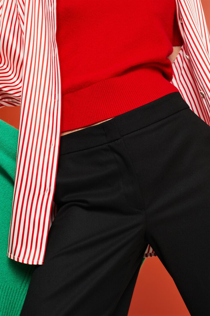 Pantaloni in flanella con spacco sul fondo, BLACK, detail image number 4