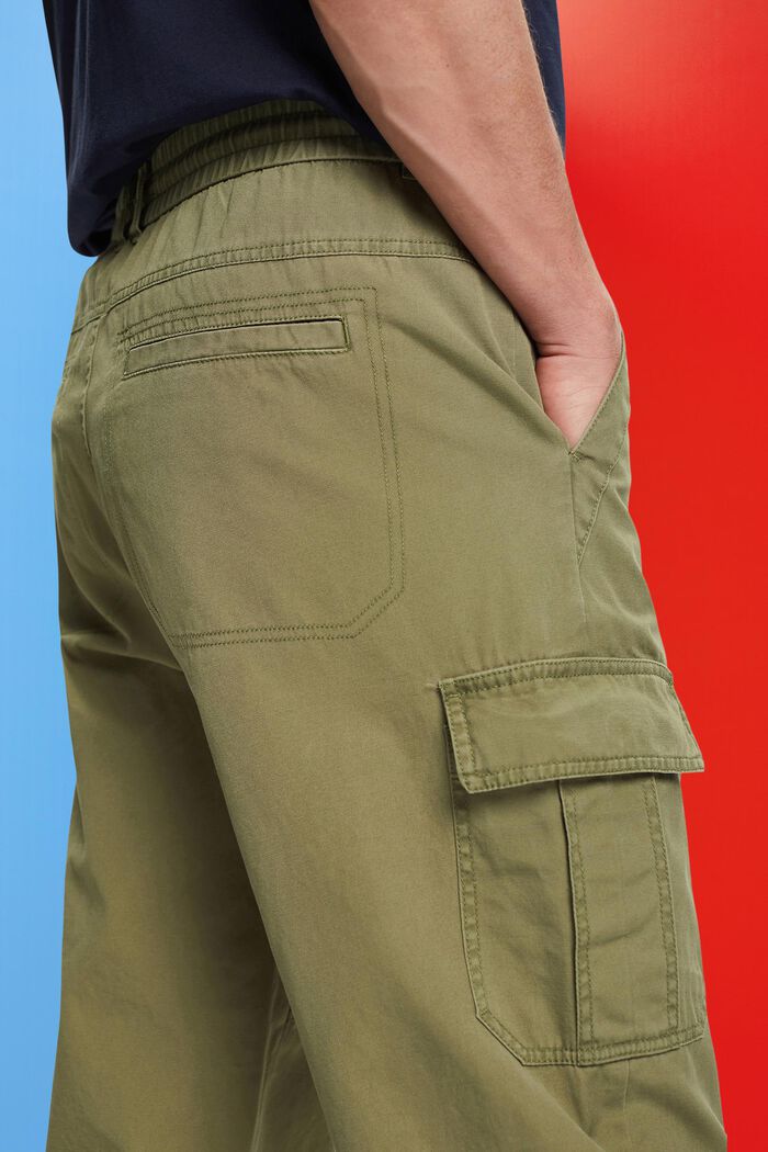 Pantaloni cargo in cotone stile jogger con gamba affusolata, OLIVE, detail image number 4