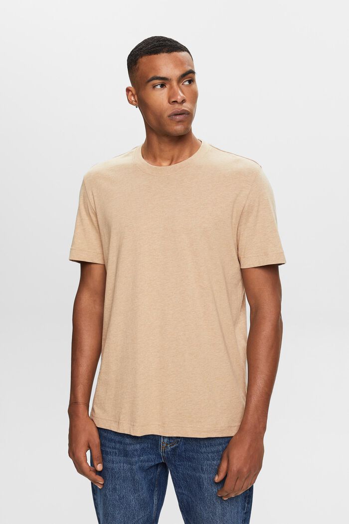 T-shirt girocollo, 100% cotone, SAND, detail image number 0