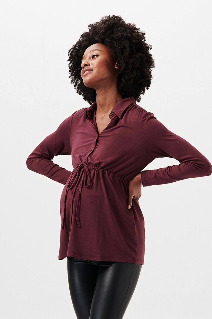 Blusa a maniche lunghe in jersey LENZING™ ECOVERO™, PLUM BROWN, detail image number 4