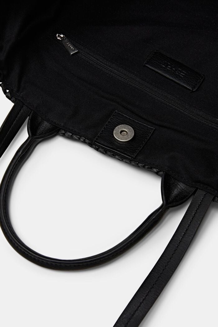 Grande borsa tote a uncinetto, BLACK, detail image number 3
