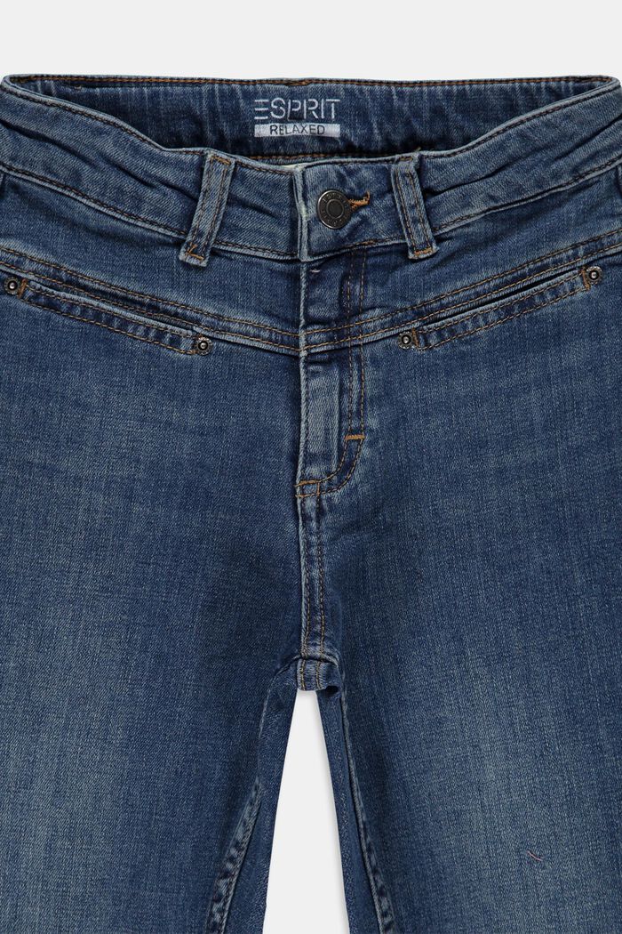 Mom jeans in cotone con vita regolabile, BLUE MEDIUM WASHED, detail image number 2