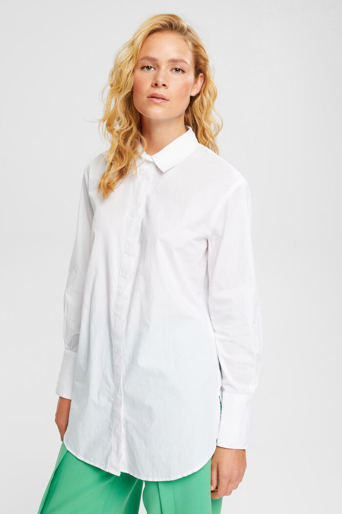 Camicia blusata oversize, WHITE, detail image number 1