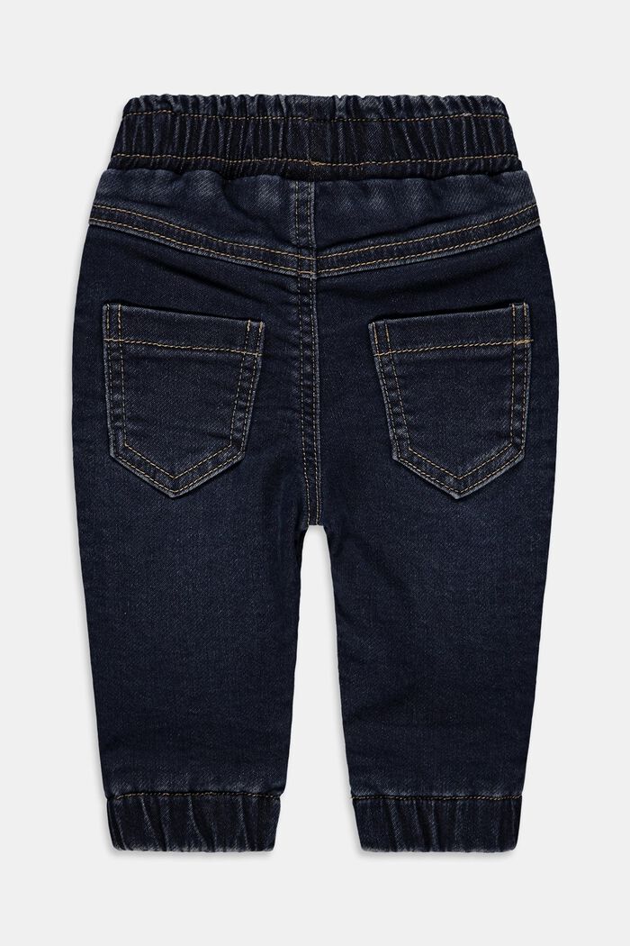 Jeans con cintura elastica in cotone, BLUE DARK WASHED, detail image number 1
