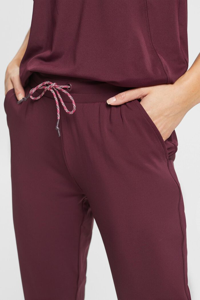 Pantaloni cropped stile jogging in jersey con E-DRY, BORDEAUX RED, detail image number 2