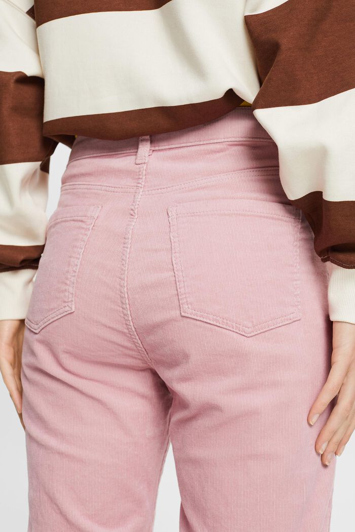Pantaloni in fine velluto Straight Fit a vita alta, OLD PINK, detail image number 4