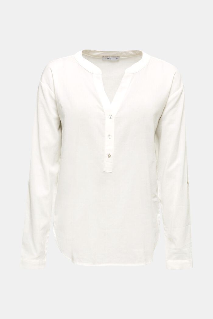 blusa con maniche da risvoltare, OFF WHITE, detail image number 0