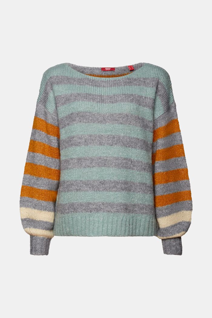 Pullover a righe in misto lana e mohair, MEDIUM GREY, detail image number 6