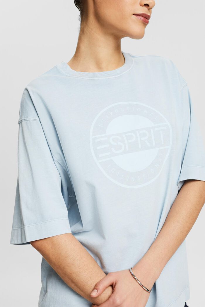 T-shirt in jersey di cotone con logo, LIGHT BLUE, detail image number 2