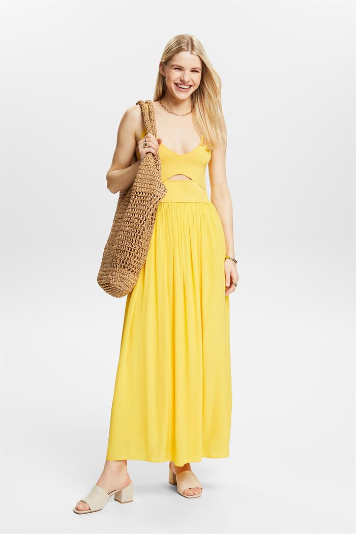 Abito midi con cut out, SUNFLOWER YELLOW, detail image number 1