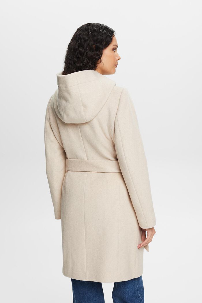 In materiale riciclato: cappotto in misto lana con cappuccio e cintura, ICE, detail image number 2