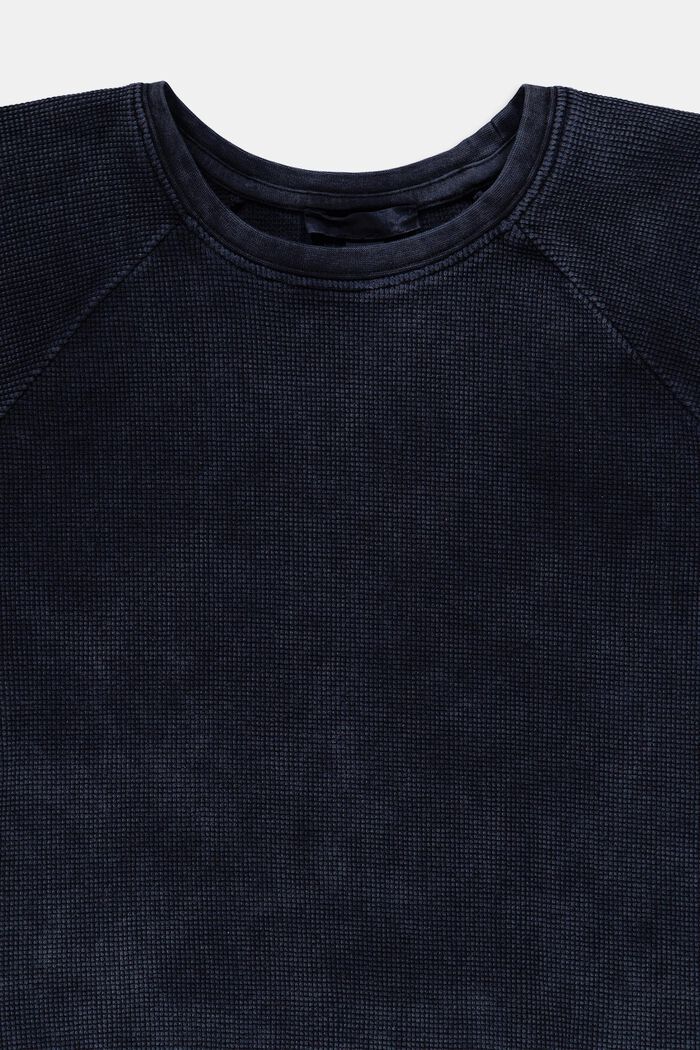 T-shirt cropped con struttura in cotone, BLUE DARK WASHED, detail image number 2