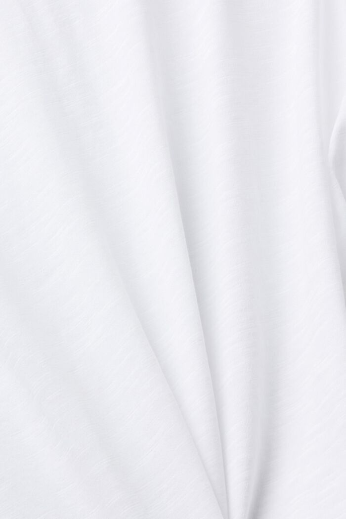 Maglietta in cotone con scollo a V e cuciture decorative, WHITE, detail image number 5