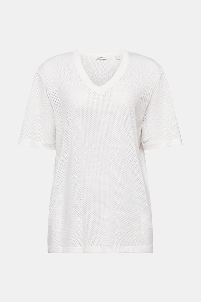 T-shirt con scollo a V in maglia aperta, OFF WHITE, detail image number 5