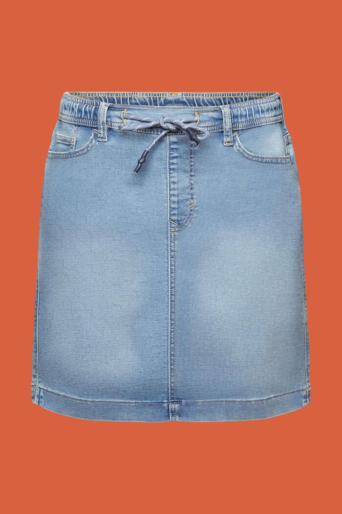 Minigonna in jeans stile jogger, BLUE LIGHT WASHED, detail image number 7