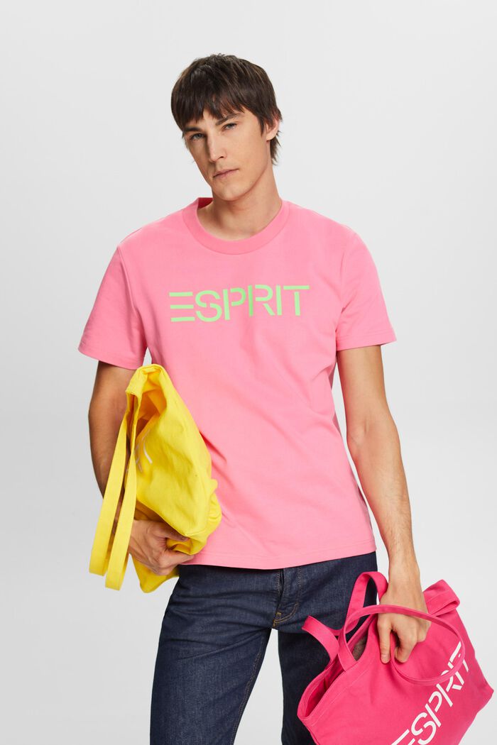 T-shirt unisex in jersey di cotone con logo, PINK FUCHSIA, detail image number 0
